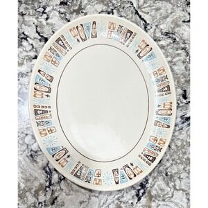 Taylor Smith Taylorstone Cathay Vtge MCM Atomic Starburst Oval Serving Platter